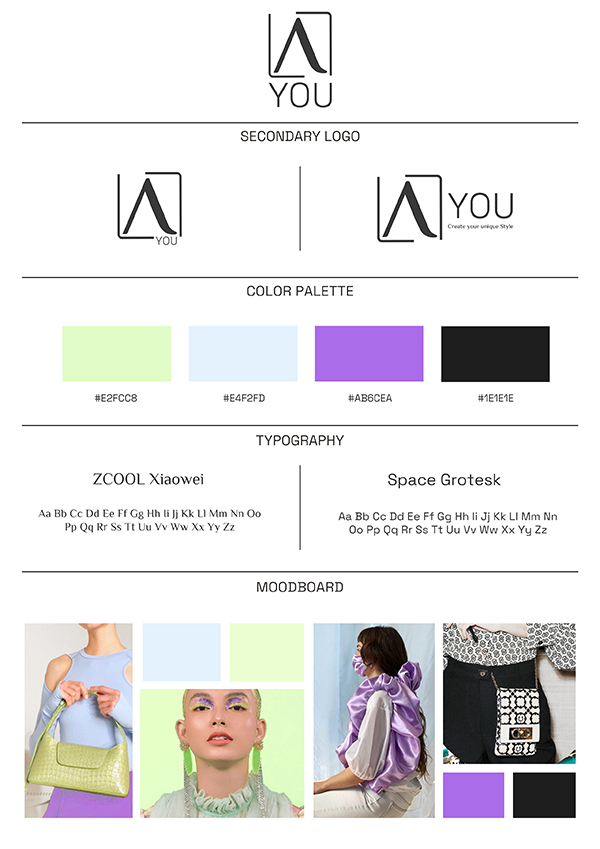 Visuele merkidentiteit ontwerp voor modeaccessoire merk 'All You'