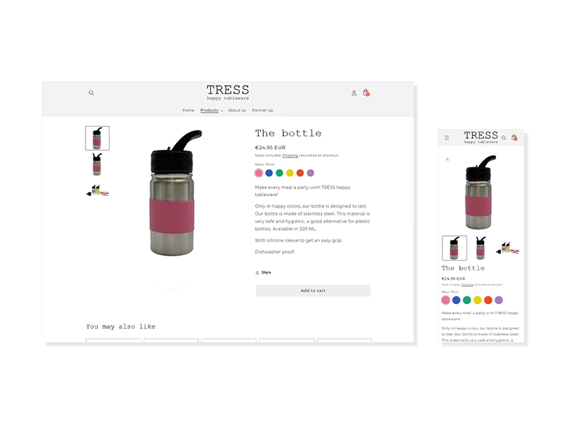 Responsive webdesign & development productpagina Shopify webshop.