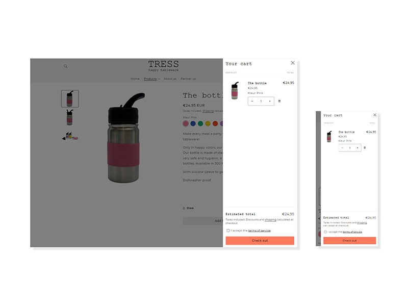 Responsive webdesign & development winkelmandje Shopify webshop.