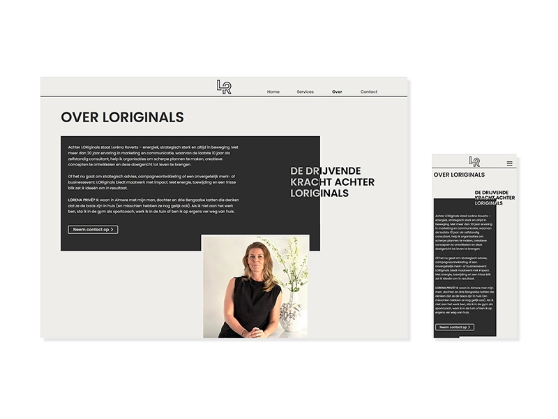 Responsive webdesign & development LORiginals overpagina