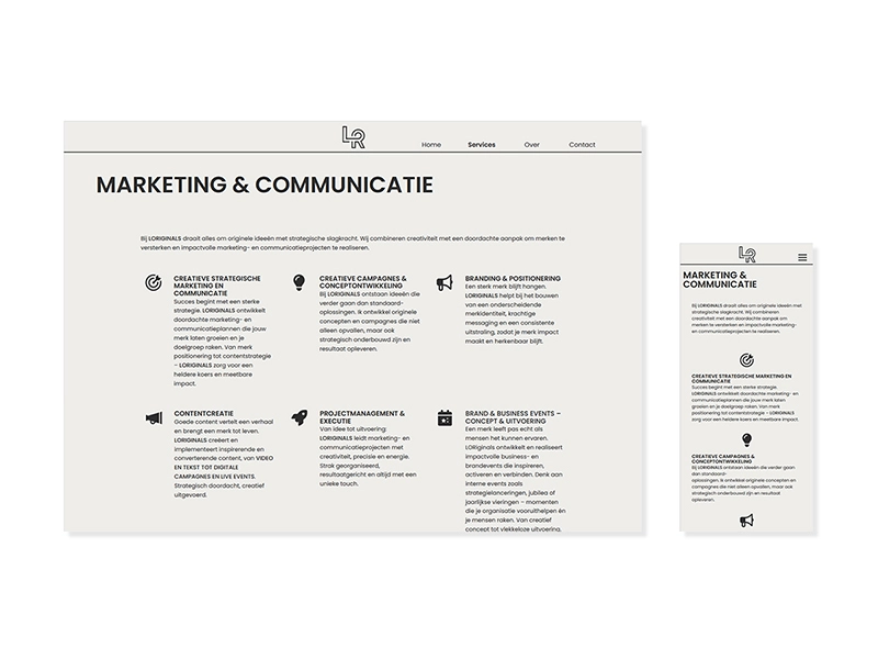 Responsive webdesign & development LORiginals servicepagina